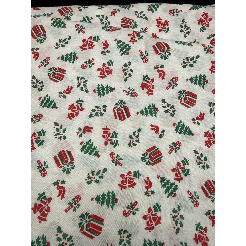 vintage wamsutta cotton fabric Christmas Trees Bells Lowenstein 47 X 44